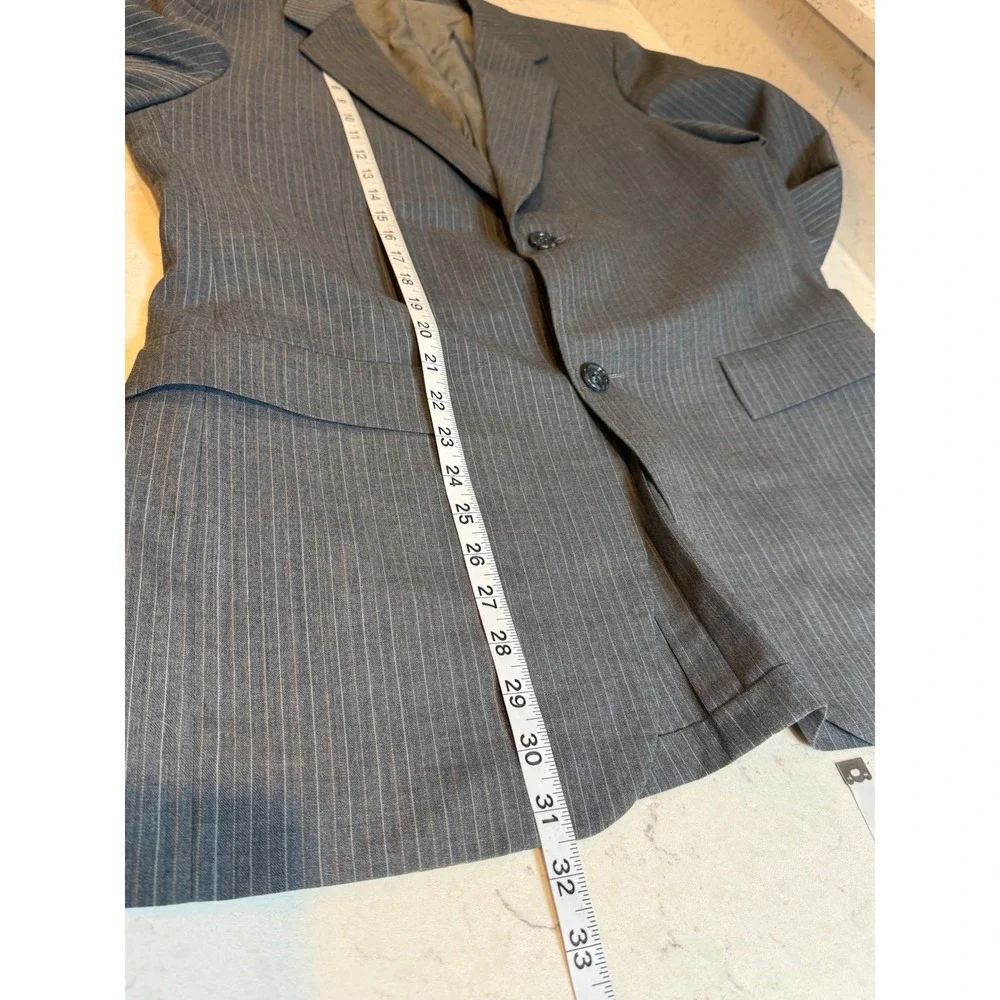 Vintage Richman Brothers Mens Grey Pinstripe Two Button Blazer Suit Jacket‎ 42R